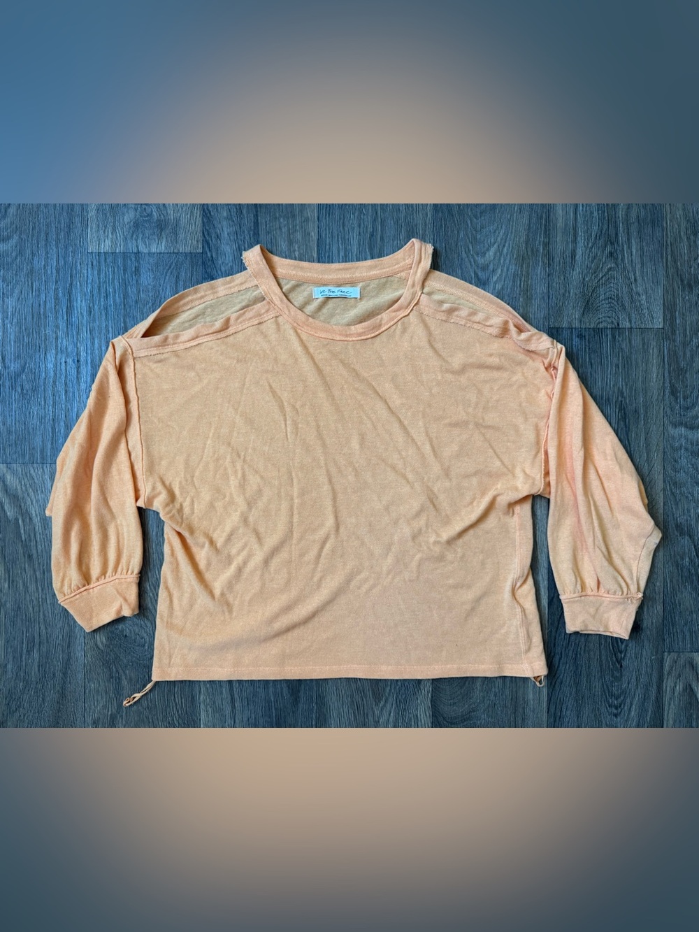We The Free Women’s Orange Crew Neck 3/4 Raglan Knit Cutout Shoulder Pullover M